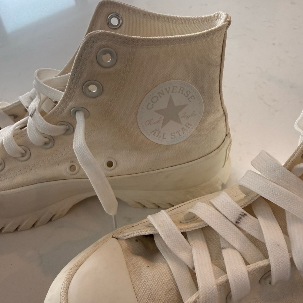 Converse All Star Lug Tread White High-Top Sneakers - 8.5 - Picture 6 of 8